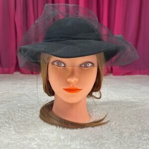 Vintage 50s or 60s Mr. K Originals for C W Bollman veiled black wool hat -